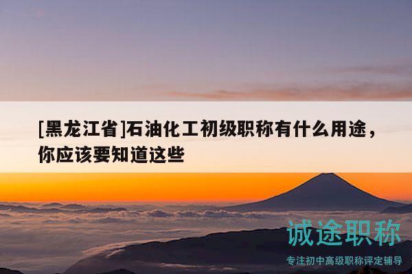[黑龍江省]石油化工初級(jí)職稱(chēng)有什么用途，你應(yīng)該要知道這些