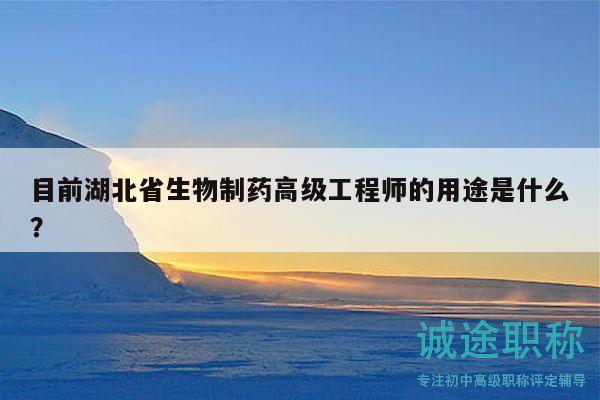 目前湖北省生物制藥高級(jí)工程師的用途是什么？