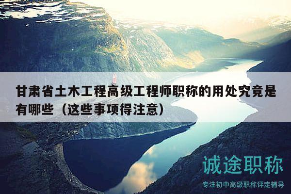 甘肅省土木工程高級(jí)工程師職稱(chēng)的用處究竟是有哪些（這些事項(xiàng)得注意）
