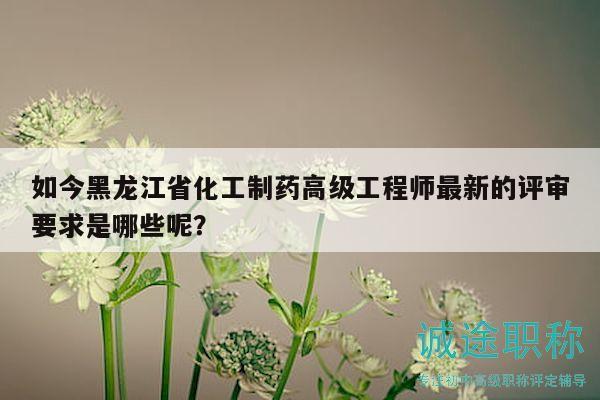 如今黑龍江省化工制藥高級工程師最新的評審要求是哪些呢？