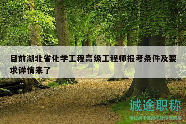 目前湖北省化學(xué)工程高級工程師報考條件及要求詳情來了