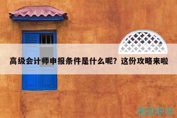 高級會計師申報條件是什么呢？這份攻略來啦
