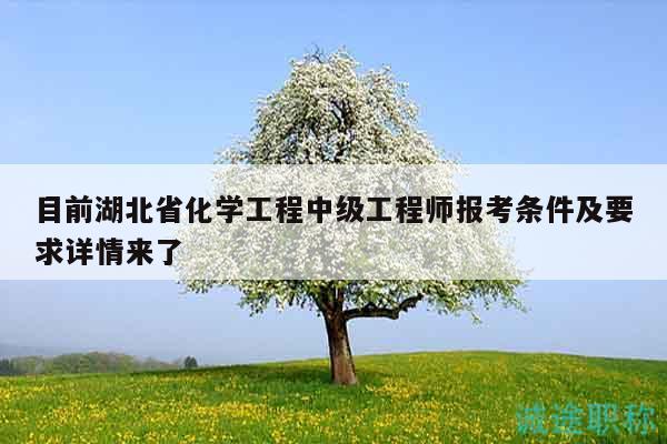 目前湖北省化學(xué)工程中級工程師報考條件及要求詳情來了