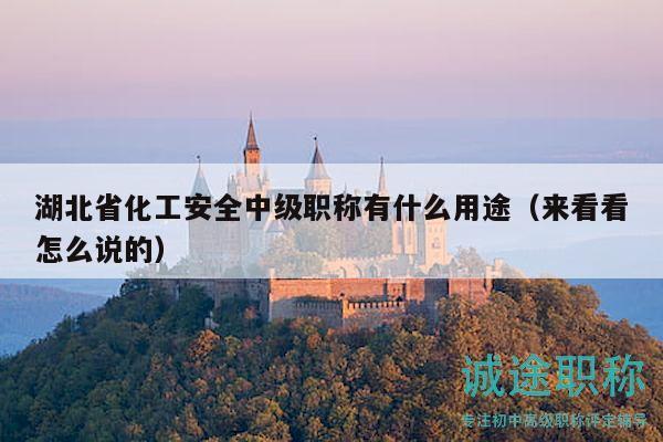 湖北省化工安全中級職稱有什么用途（來看看怎么說的）