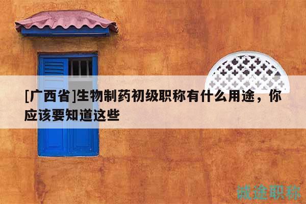 [廣西省]生物制藥初級職稱有什么用途，你應(yīng)該要知道這些