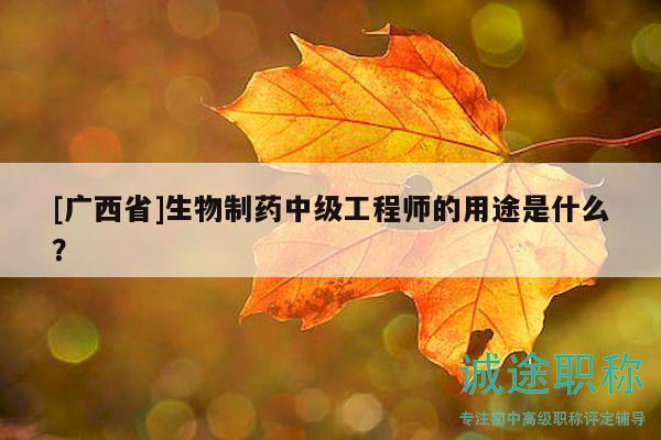 [廣西省]生物制藥中級(jí)工程師的用途是什么？