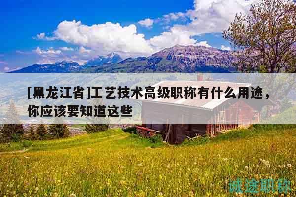 [黑龍江省]工藝技術(shù)高級(jí)職稱有什么用途，你應(yīng)該要知道這些