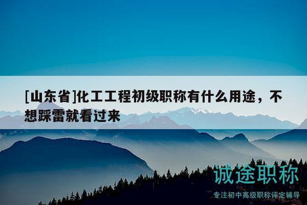 [山東省]化工工程初級職稱有什么用途，不想踩雷就看過來