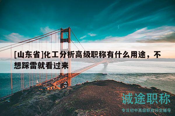 [山東省]化工分析高級職稱有什么用途，不想踩雷就看過來