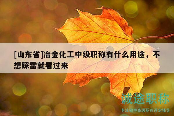 [山東省]冶金化工中級(jí)職稱有什么用途，不想踩雷就看過(guò)來(lái)