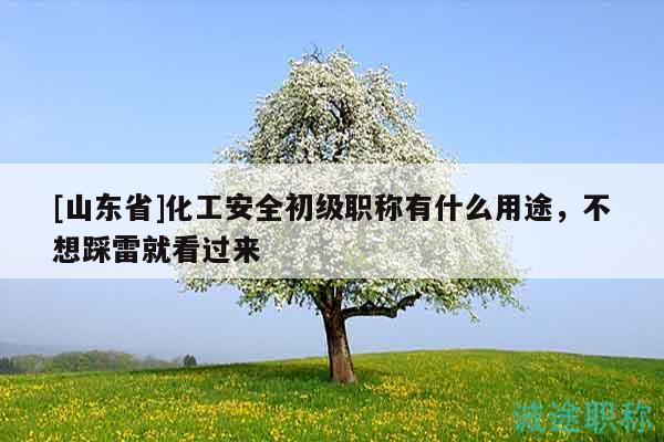 [山東省]化工安全初級職稱有什么用途，不想踩雷就看過來