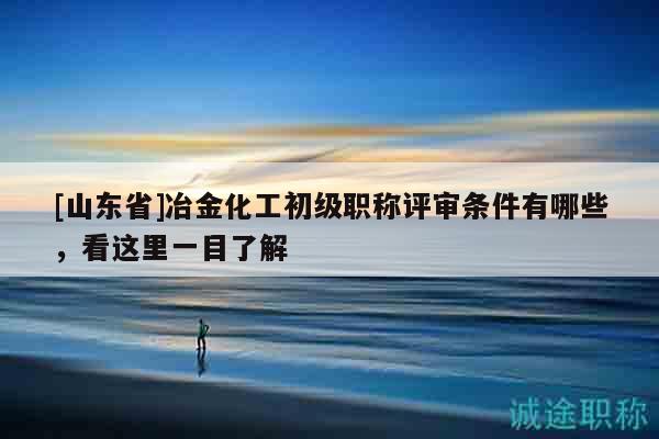 [山東省]冶金化工初級職稱評審條件有哪些，看這里一目了解