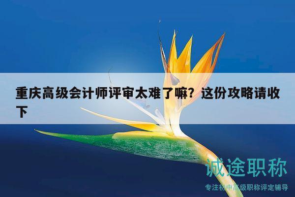 重慶高級會計師評審太難了嘛？這份攻略請收下
