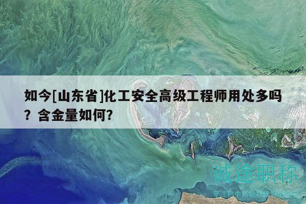 如今[山東省]化工安全高級工程師用處多嗎？含金量如何？