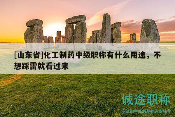 [山東省]化工制藥中級職稱有什么用途，不想踩雷就看過來