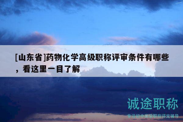 [山東省]藥物化學(xué)高級職稱評審條件有哪些，看這里一目了解