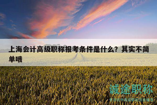 上海會(huì)計(jì)高級(jí)職稱(chēng)報(bào)考條件是什么？其實(shí)不簡(jiǎn)單哦